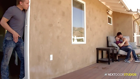 Blonde slut gets fucked by a huge cock